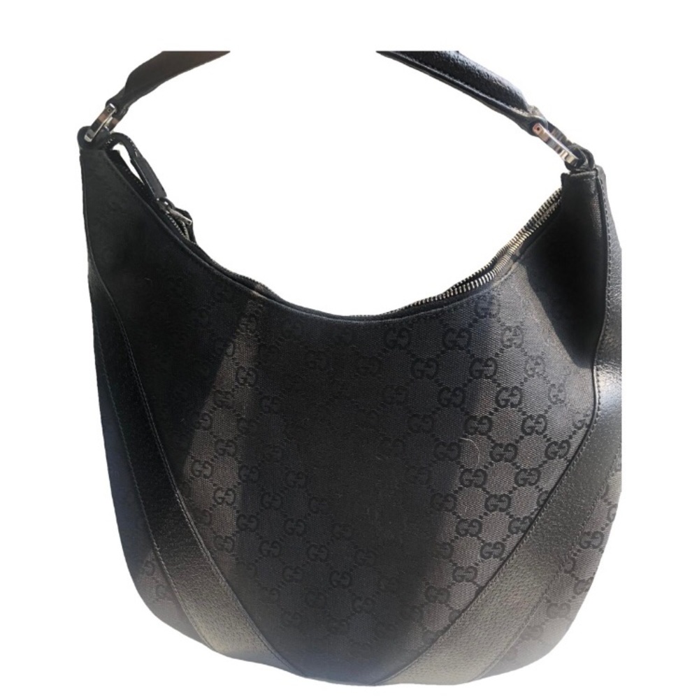 Gucci Amalfi black handbag. Leather and cloth. Authentic. Vintage.